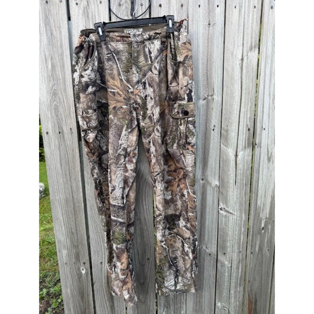 Hunting‎ Camo Cargo Tekari Pants Mens XL Brown Woodland Tree Leaf Pattern
